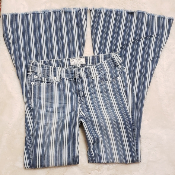 Free People Denim - FREE PEOPLE  FLARE Striped Jeans sz 28
